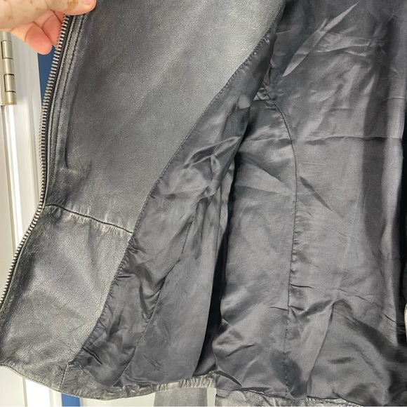 All Saints Black Leather Biker Jacket US 2 - Picture 9 of 14